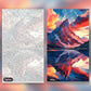 Sierra of Flames paint by numbers kit, before and after