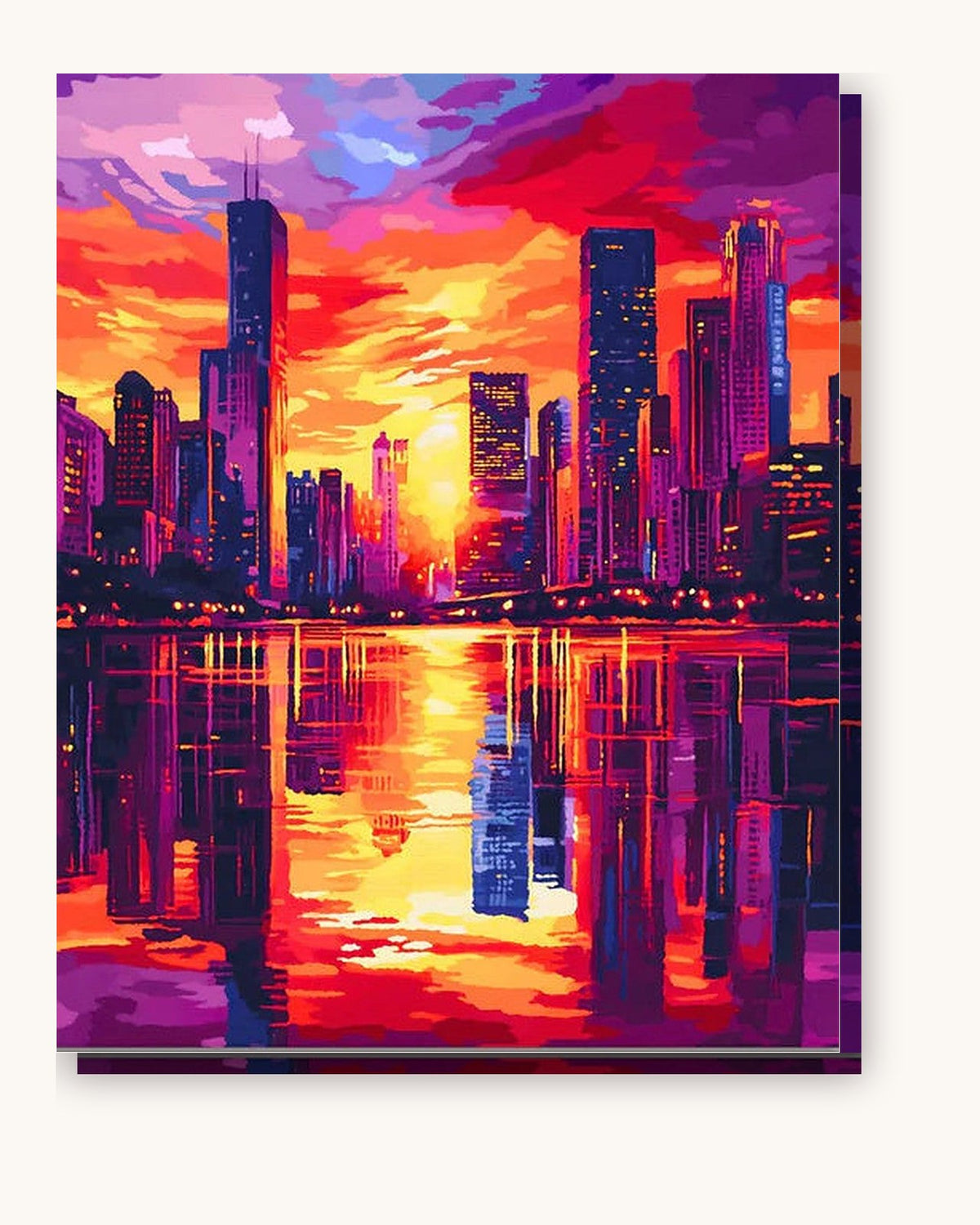 The Scarlet Sky City paint by numbers kit on stretched canvas