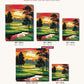 Red Sunset over the Pond canvas sizes from 12 x 12 to 23.5 x 23.5 inches