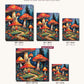 Red Toadstool House in the Blue Woods canvas sizes from 12 x 12 to 23.5 x 23.5 inches
