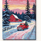 Red Truck Bringing Home the Tree paint by numbers kit on stretched canvas