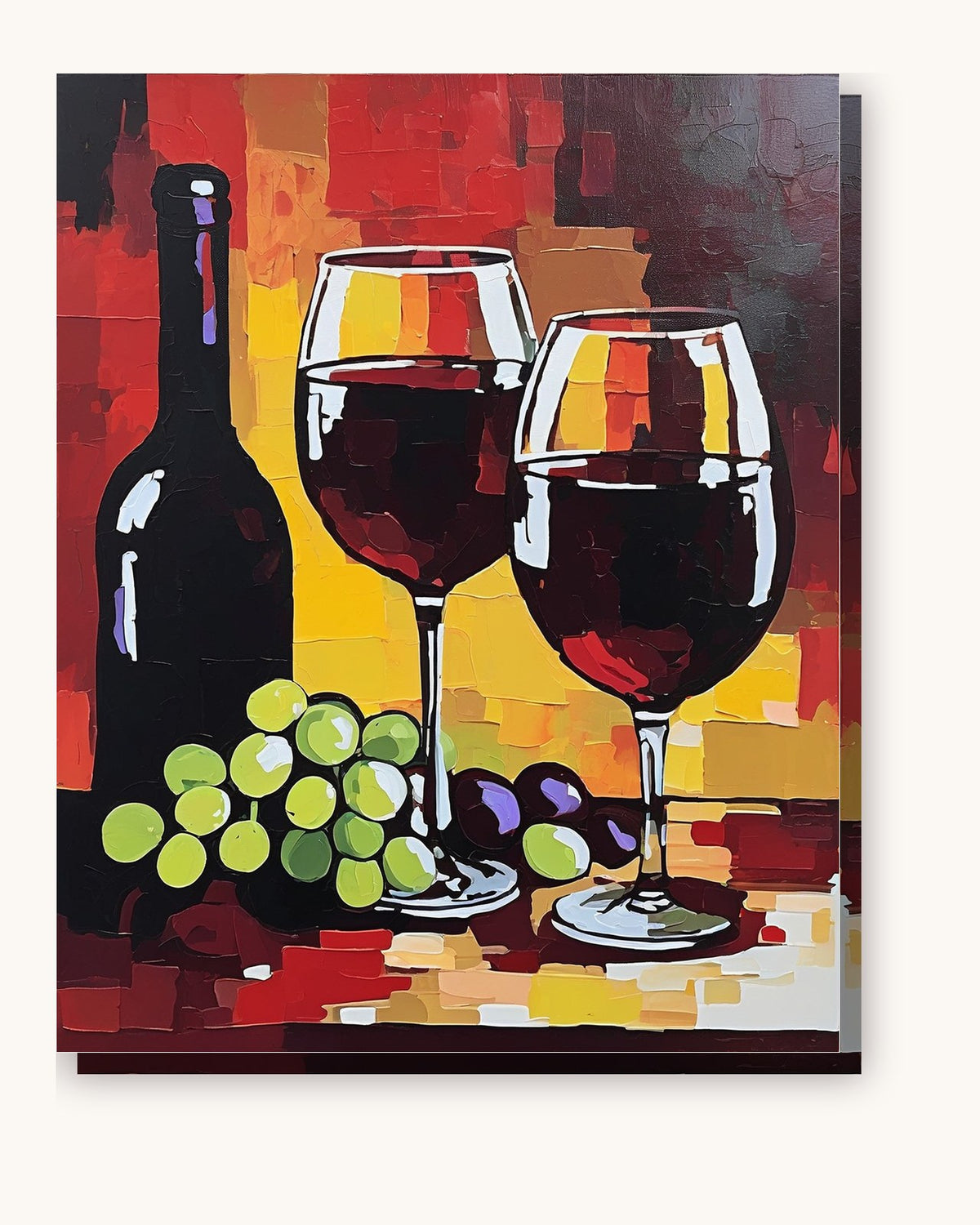 Red Wine Glasses with Green Grapes paint by numbers kit on stretched canvas