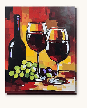 Red Wine Glasses with Green Grapes paint by numbers kit on stretched canvas
