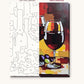Red Wine Glasses with Green Grapes numbered canvas next to the finished painting