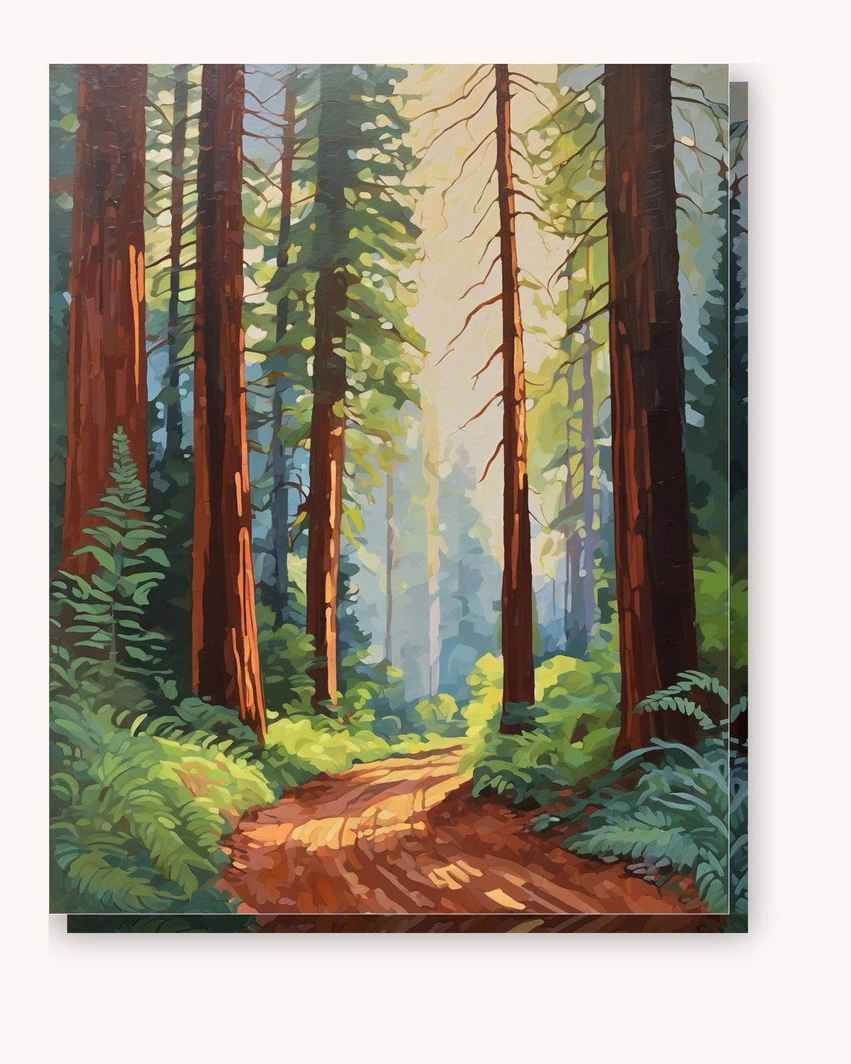 Redwood Forest Path paint by numbers kit on stretched canvas