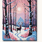 Reindeer in the Snowy Pink Forest paint by numbers kit on stretched canvas