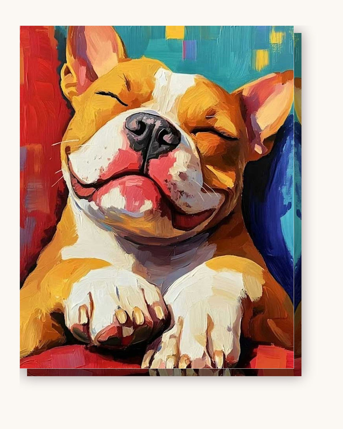 Relaxing Bulldog Retreat paint by numbers kit on stretched canvas