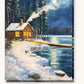 Riverside Winter Night paint by numbers kit on stretched canvas