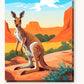 Roaming Kangaroo paint by numbers kit on stretched canvas