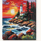 Rocky Coast Lighthouse in Maine paint by numbers kit on stretched canvas