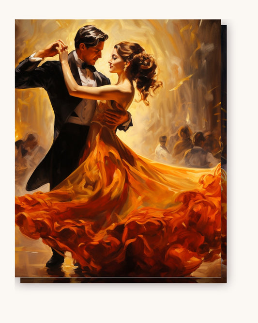 Romantic Ballroom Dancers paint by numbers kit on stretched canvas
