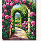 Rose Arch Garden Path paint by numbers kit on stretched canvas