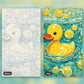 Rubber Duck Bath Time paint by numbers kit, before and after