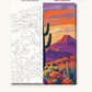 Saguaro Cactus at Desert Dusk numbered canvas next to the finished painting