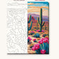 Saguaro Trail with Pink Blooms numbered canvas next to the finished painting
