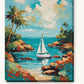 Sailboat in a Tropical Cove paint by numbers kit on stretched canvas