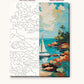 Sailboat in a Tropical Cove numbered canvas next to the finished painting