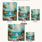 Sailboat in a Tropical Cove canvas sizes from 12 x 12 to 23.5 x 23.5 inches