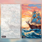 Sailing into the Sunset paint by numbers kit, before and after