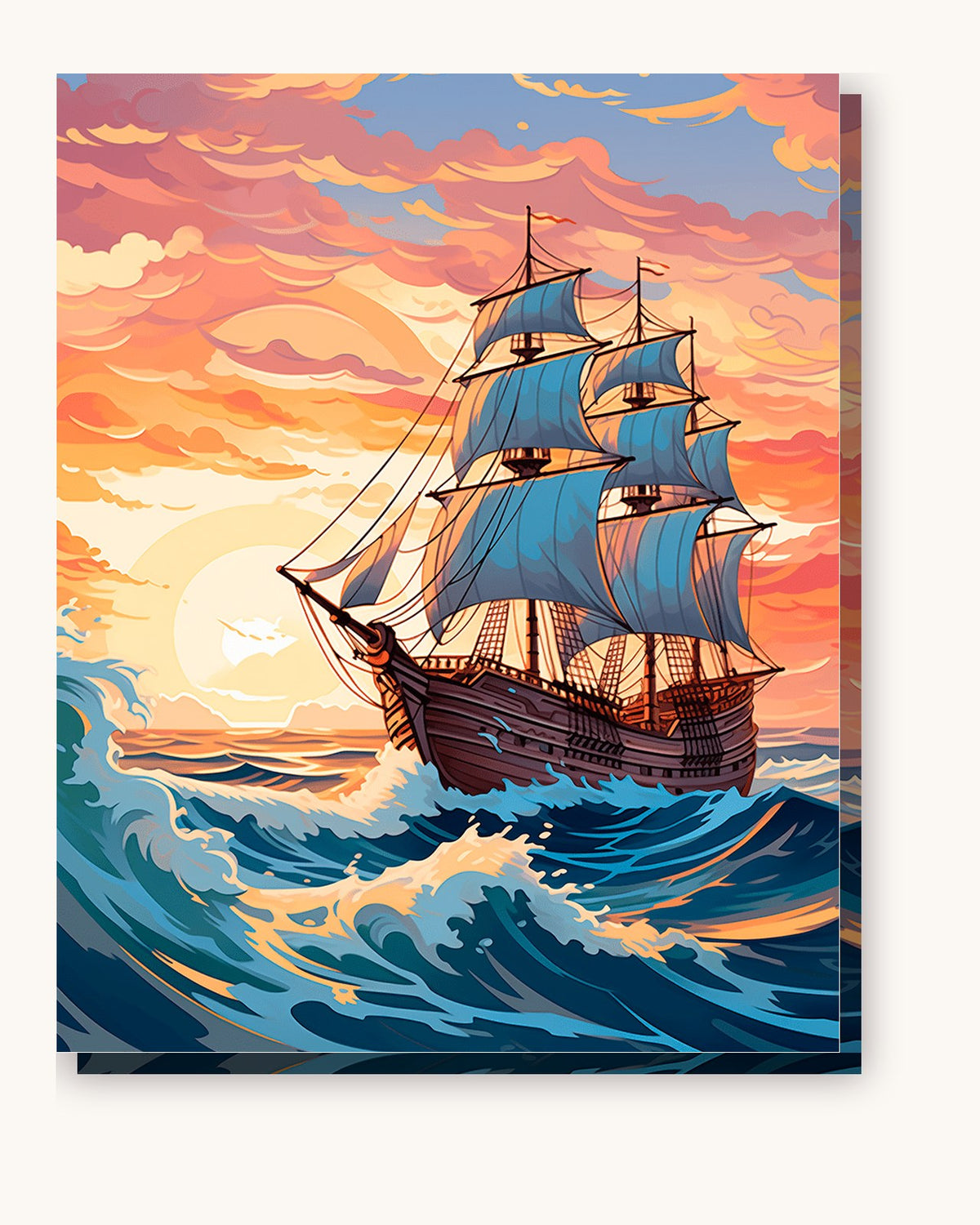 Sailing into the Sunset paint by numbers kit on stretched canvas