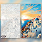 Golden Hour in Santorini paint by numbers kit, before and after