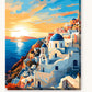 Golden Hour in Santorini paint by numbers kit on stretched canvas