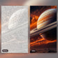Saturn Planet paint by numbers kit, before and after