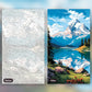 Sea of Mountains paint by numbers kit, before and after