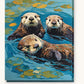 Sea Otters Floating Among Lily Pads paint by numbers kit on stretched canvas