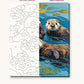 Sea Otters Floating Among Lily Pads numbered canvas next to the finished painting