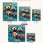 Sea Otters Floating Among Lily Pads canvas sizes from 12 x 12 to 23.5 x 23.5 inches
