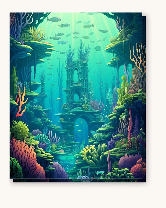 Seafloor Serenity paint by numbers kit on stretched canvas