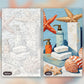 Seashell Bathroom Still Life paint by numbers kit, before and after