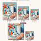 Seashell Bathroom Still Life canvas sizes from 12 x 12 to 23.5 x 23.5 inches