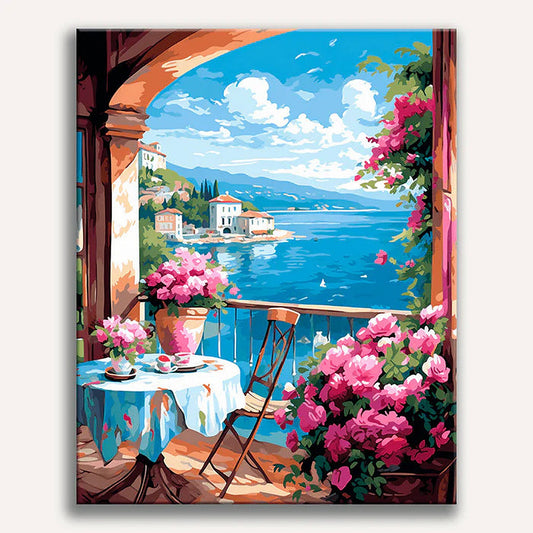 Seaside Bloom View Painting by Numbers Kit