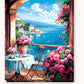 Seaside Bloom View paint by numbers kit on stretched canvas