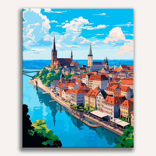 Coastal City Charm Painting by Numbers Kit