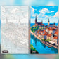 Coastal City Charm paint by numbers kit, before and after