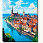 Coastal City Charm paint by numbers kit on stretched canvas