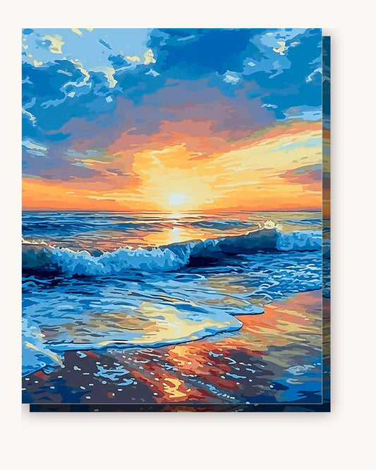 Seaside Dusk paint by numbers kit on stretched canvas