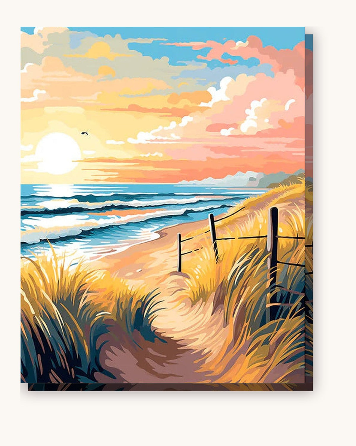 Seashore Meander paint by numbers kit on stretched canvas