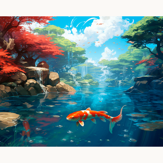 Serene Koi Pond Painting by Numbers Premium Kit