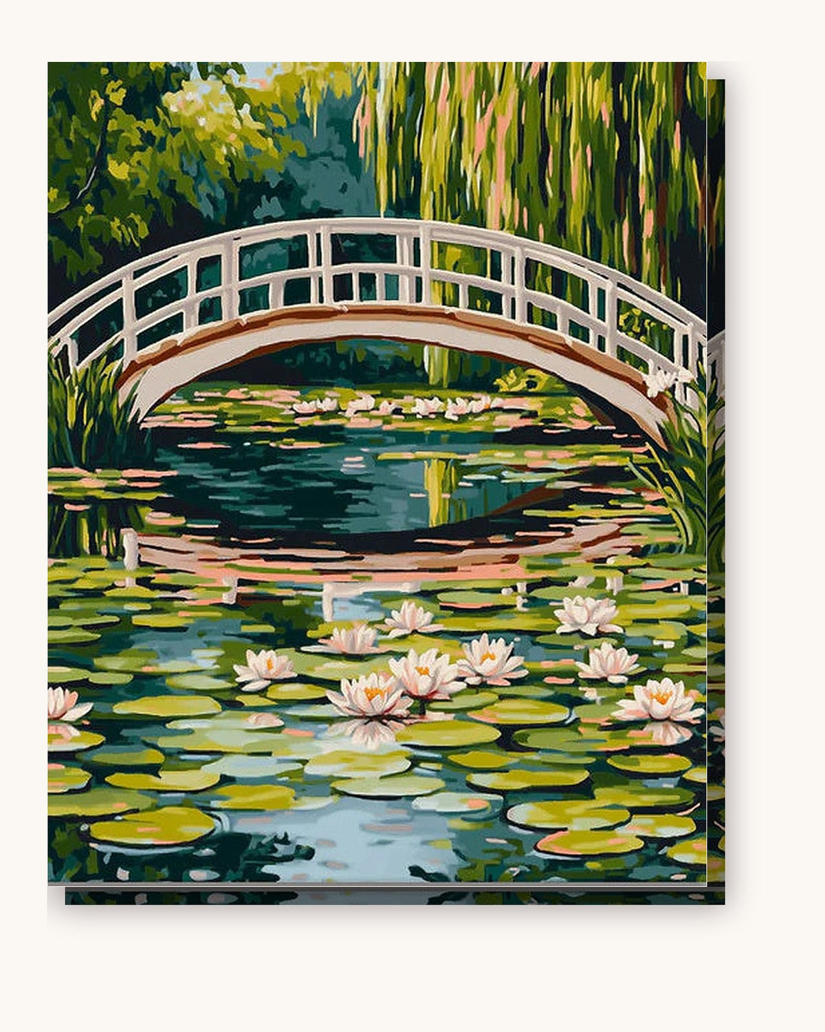 Series of Water Lillies paint by numbers kit on stretched canvas