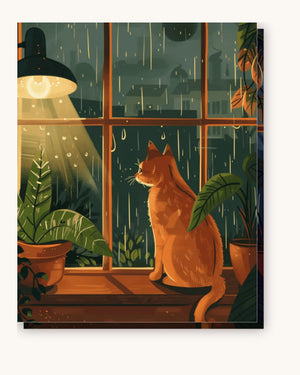 Shelter from Rain paint by numbers kit on stretched canvas