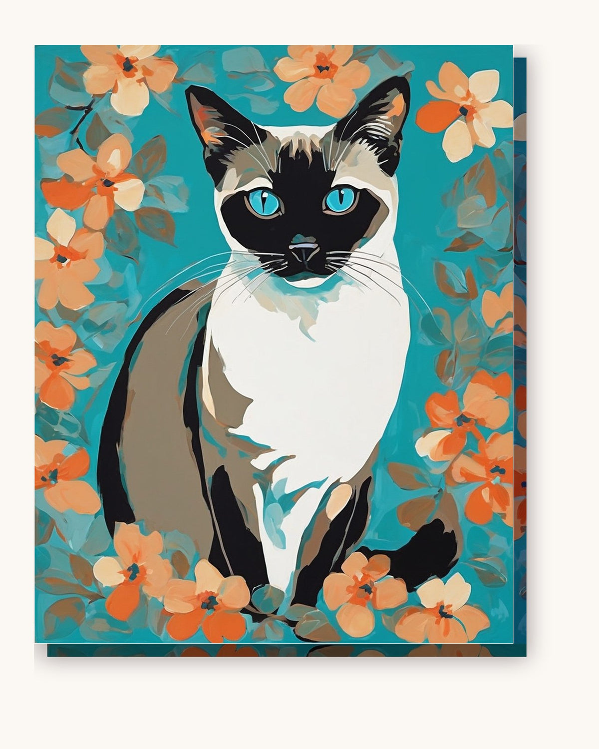 Siamese Cat with Blue Eyes paint by numbers kit on stretched canvas