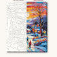 Skaters in a Snowy Village numbered canvas next to the finished painting