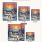Skaters in a Snowy Village canvas sizes from 12 x 12 to 23.5 x 23.5 inches