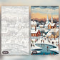 Skaters on the Village Pond paint by numbers kit, before and after