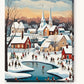 Skaters on the Village Pond paint by numbers kit on stretched canvas