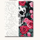 Skull Wrapped in Pink Roses numbered canvas next to the finished painting